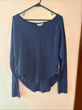 JoyLab Royal Blue Waffle-Knit Long Sleeve Top Size Medium